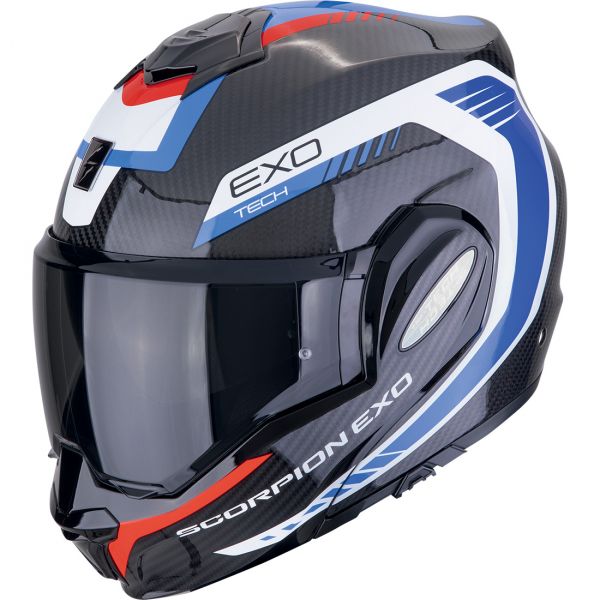 Scorpion Bukósisak EXO-TECH EVO Carbon Cosy Black - Blue - Red
