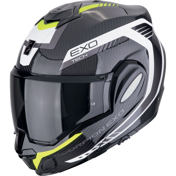 Scorpion Bukósisak EXO-TECH EVO Carbon Cosy Black - Neon Yellow