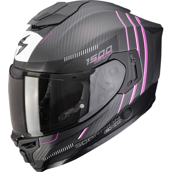 Scorpion Bukósisak EXO-1500 Carbon Air Zity Matt Black-Pink