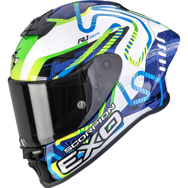 Scorpion Bukósisak EXO-R1 EVO II Air Cornering White - Blue - Green