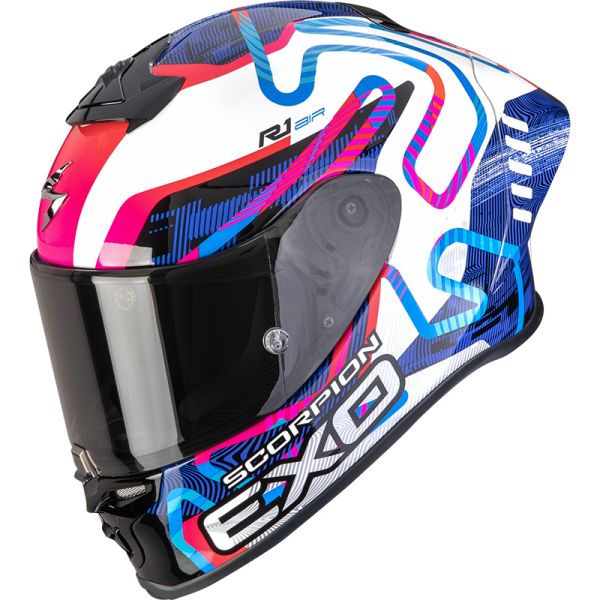 Scorpion Bukósisak EXO-R1 EVO II Air Cornering White - Blue - Pink